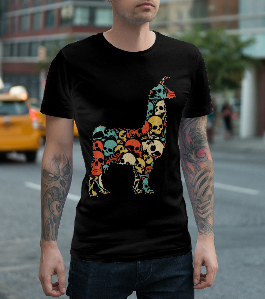 LLAMA Skull Skeleton Bone T-Shirt