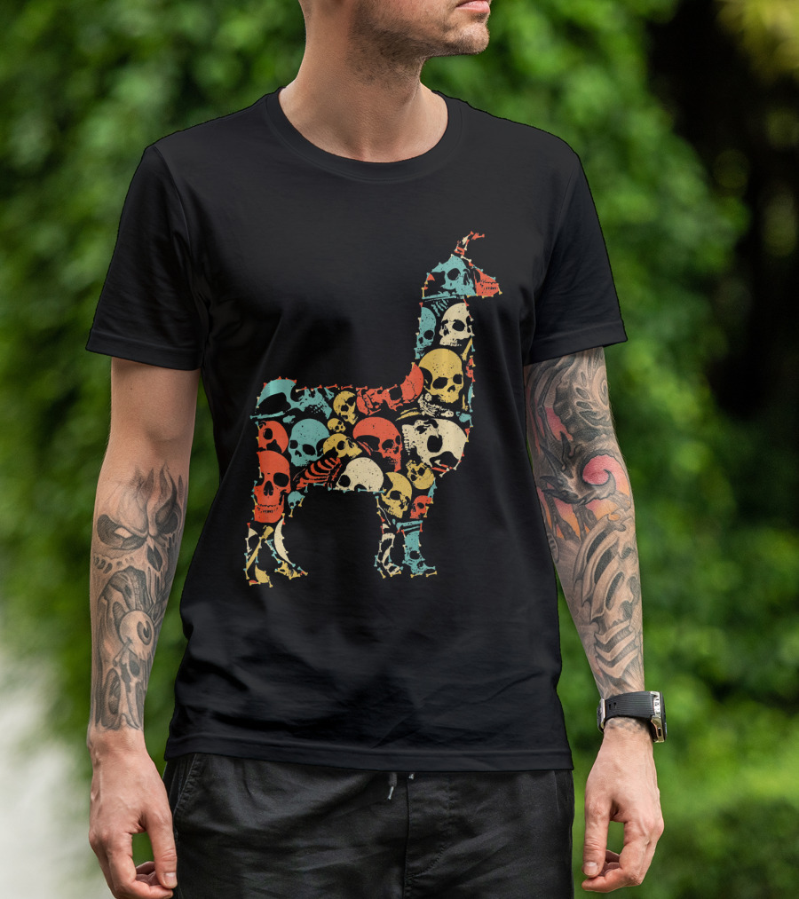 LLAMA Skull Skeleton Bone T-Shirt
