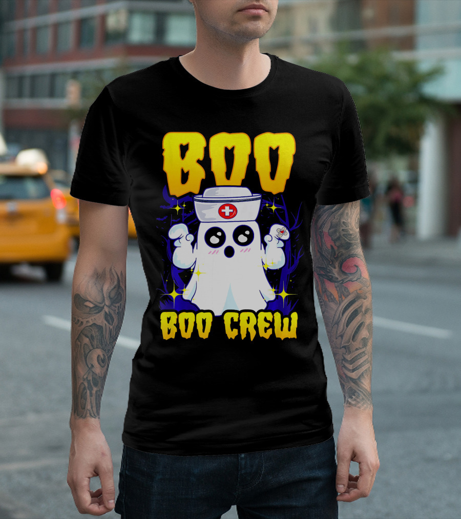 BOO Nurse Ghost Boo Crew Halloween T-Shirt
