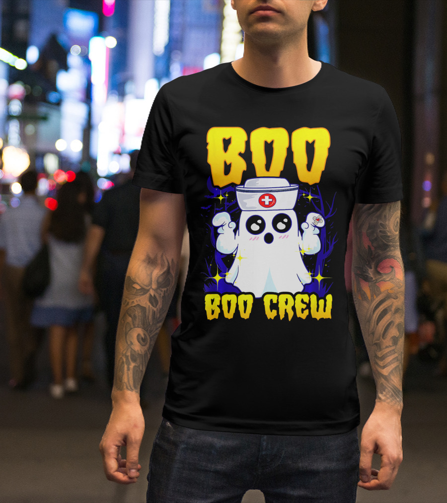 BOO Nurse Ghost Boo Crew Halloween T-Shirt