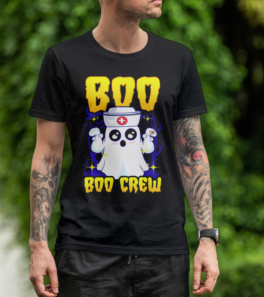BOO Nurse Ghost Boo Crew Halloween T-Shirt