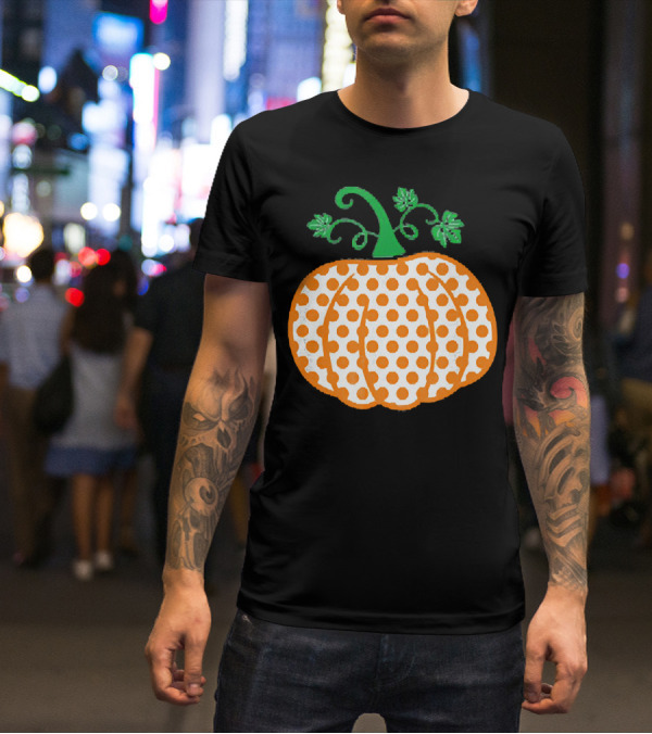Pumpkin Polka Dot Pattern Autumn Decor T-Shirt