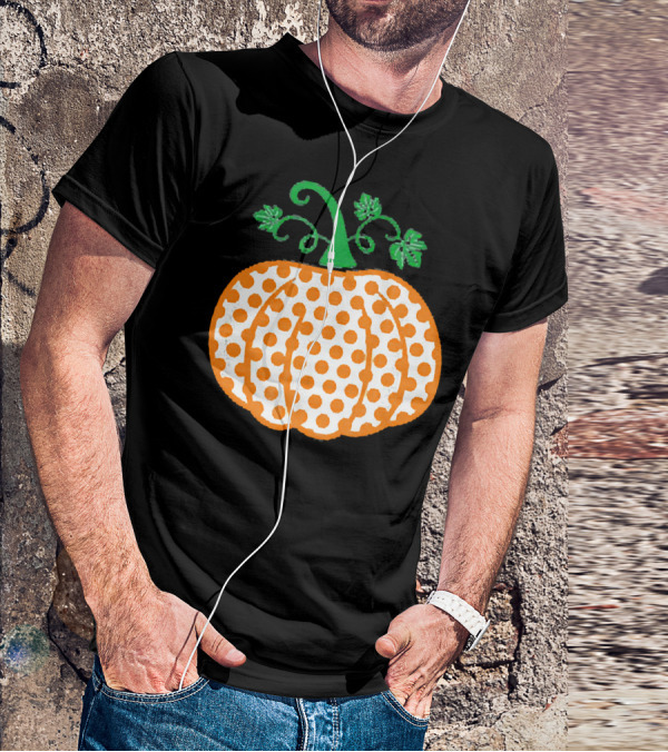 Pumpkin Polka Dot Pattern Autumn Decor T-Shirt