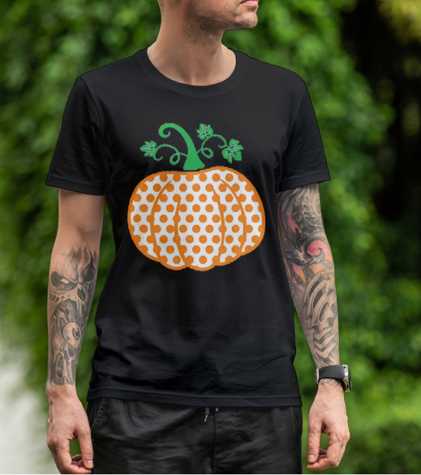 Pumpkin Polka Dot Pattern Autumn Decor T-Shirt