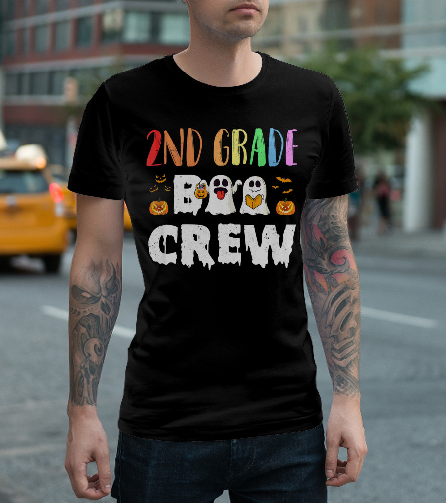 2nd Grade Boo Crew Halloween Ghosts Pumpkins T-Shirt