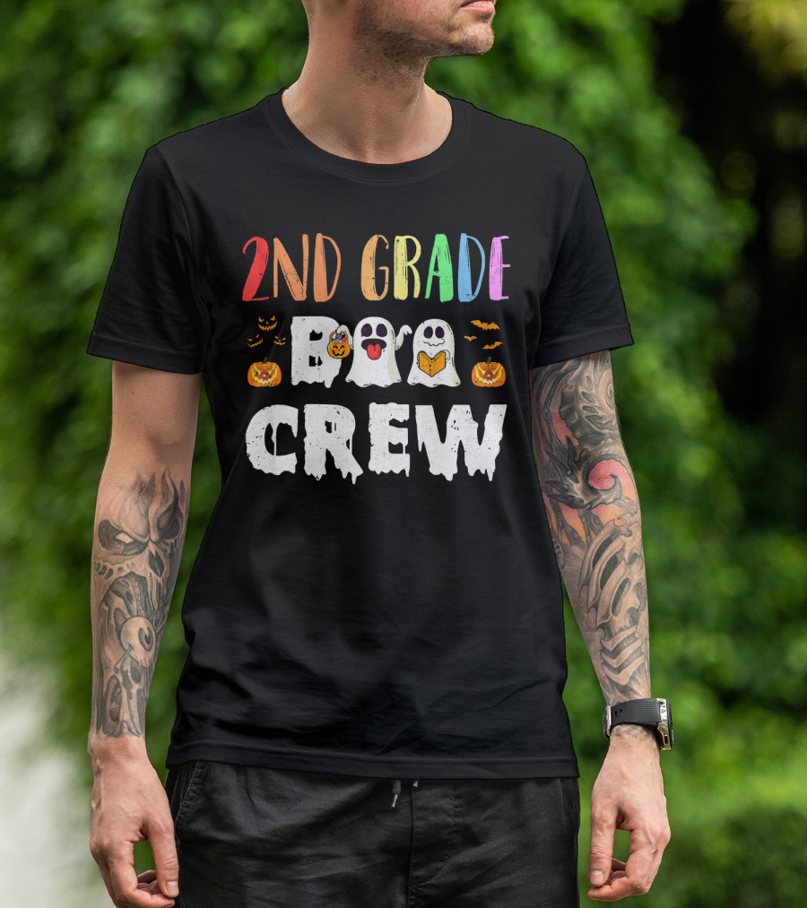 2nd Grade Boo Crew Halloween Ghosts Pumpkins T-Shirt