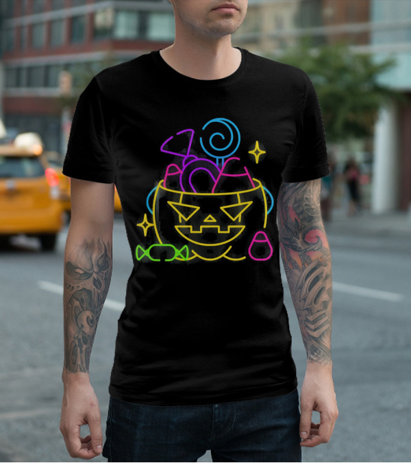 Neon Pumpkin Candy Halloween Costume T-Shirt