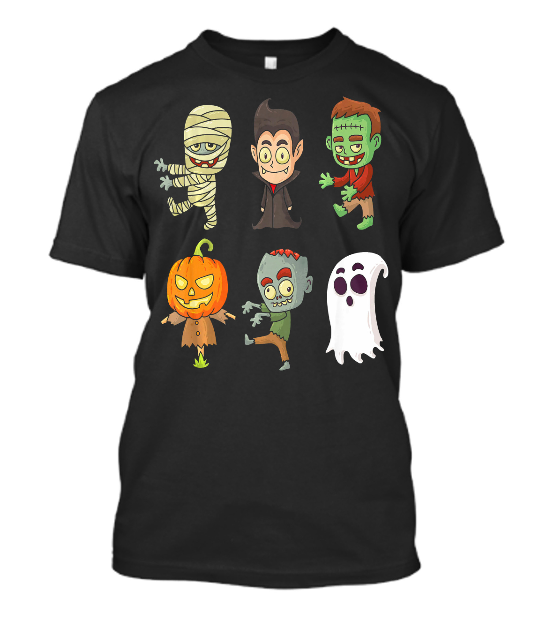 Funny Halloween Monsters Mummy Vampire Frankenstein Pumpkin Zombie Ghost T-Shirt