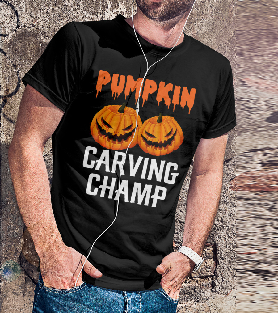 Pumpkin Carving Champ Halloween Creepy Design Competition T-Shirt