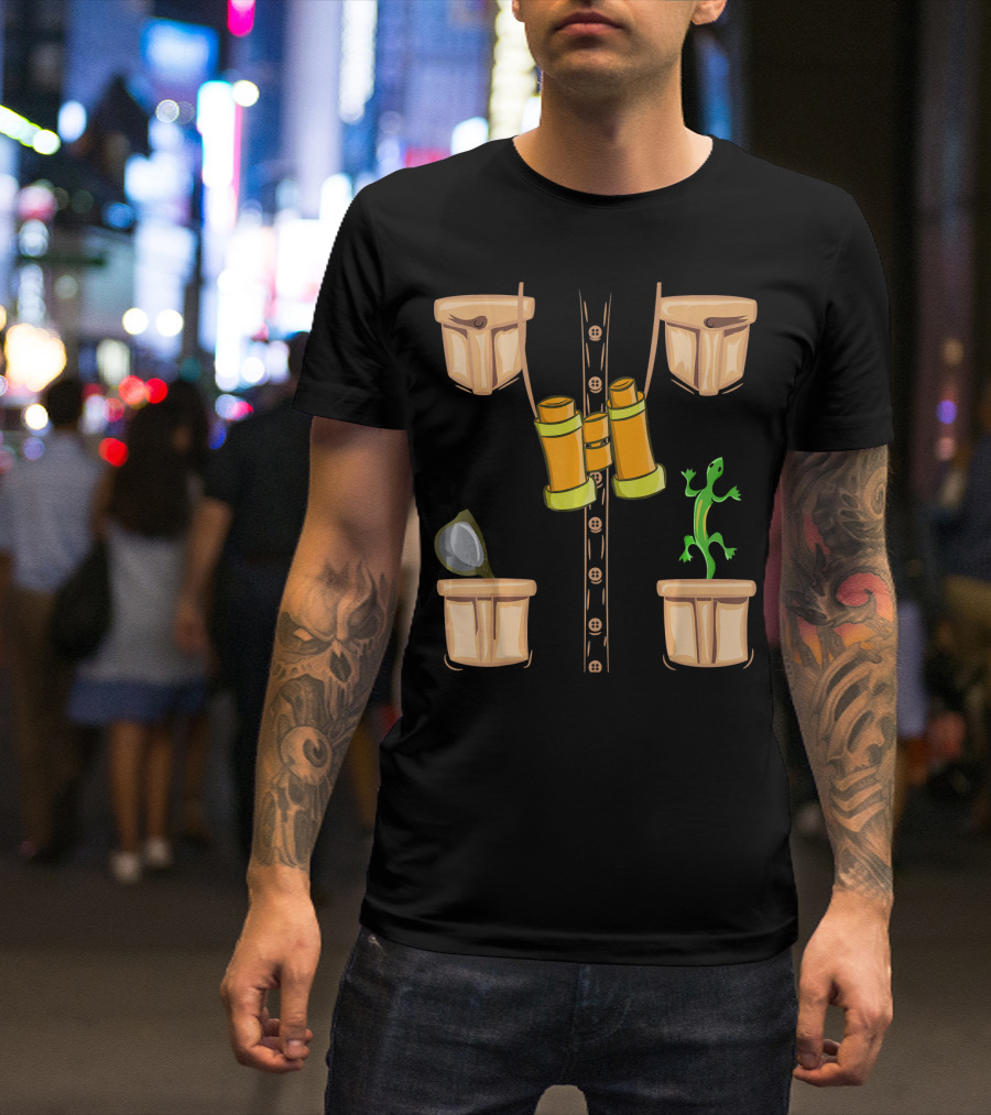 Halloween Animal Zookeeper Jungle Safari Binoculars Lizard Costume T-Shirt