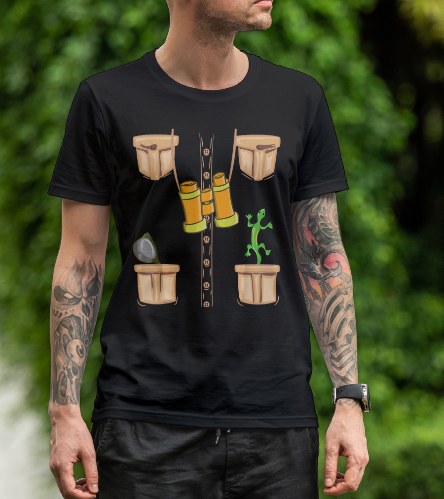Halloween Animal Zookeeper Jungle Safari Binoculars Lizard Costume T-Shirt