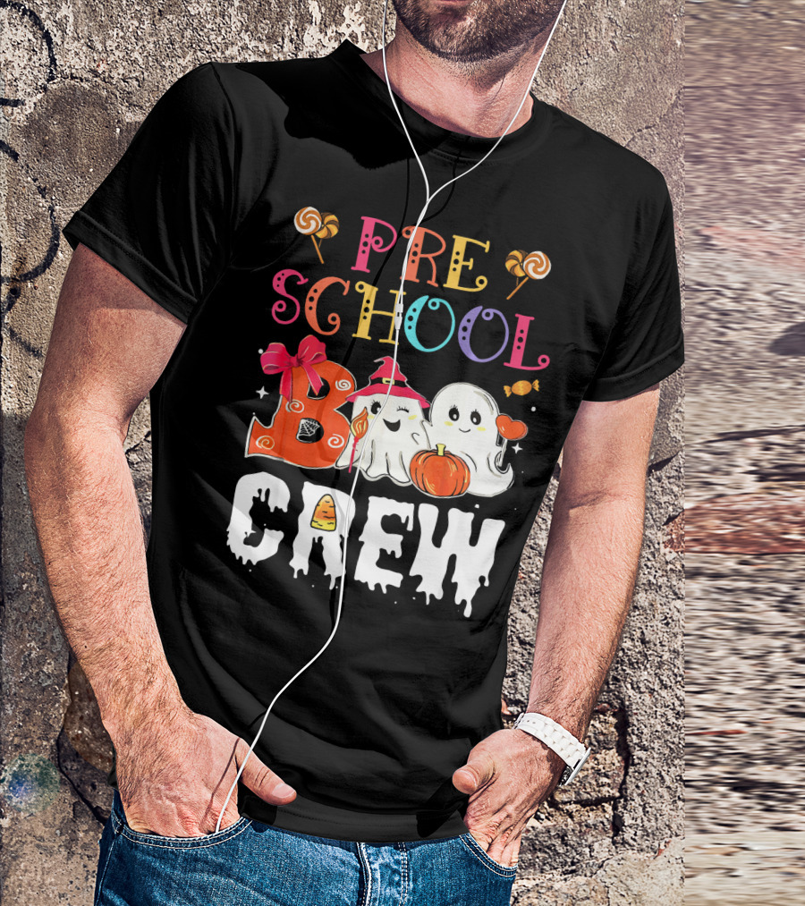 Preschool Boo Crew Halloween Ghosts With Candy Pumpkins T-Shirt