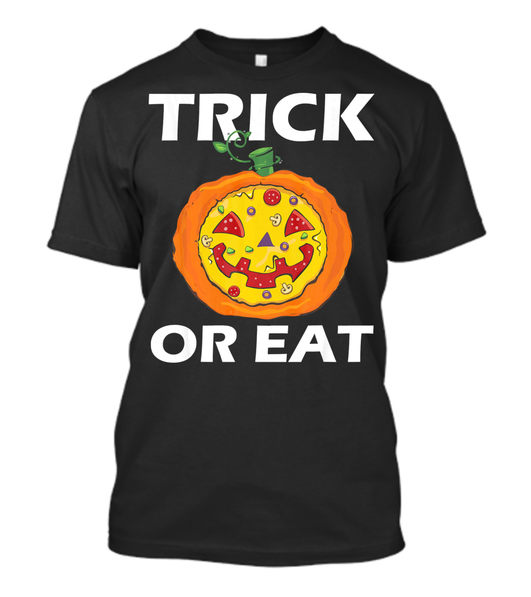 Trick Or Eat Pizza Face Pumpkin Costume T-Shirt