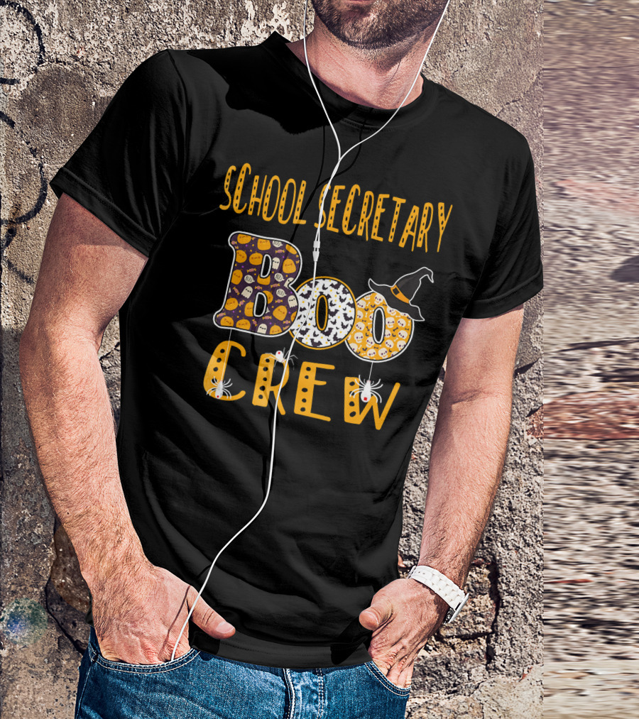 School Secretary Boo Crew Halloween Teacher T-Shirt