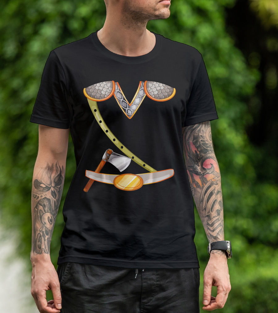 Viking Costume Norse Axe And Armor Halloween Idea T-Shirt