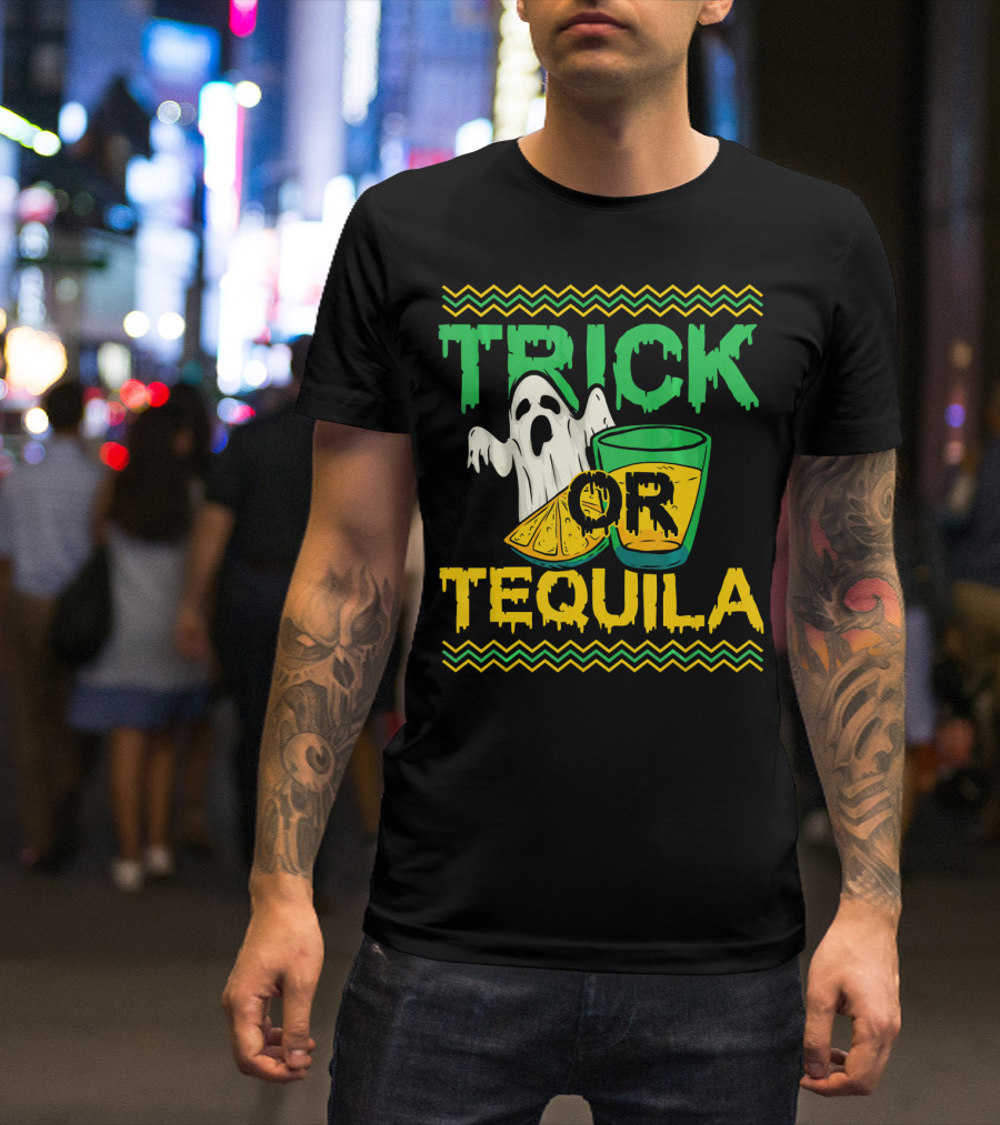 Trick Or Tequila Ghost Lemon Shot Halloween T-Shirt
