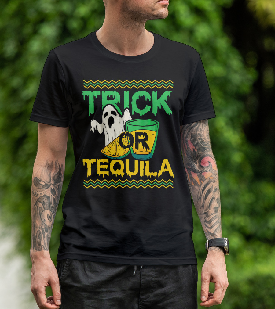 Trick Or Tequila Ghost Lemon Shot Halloween T-Shirt