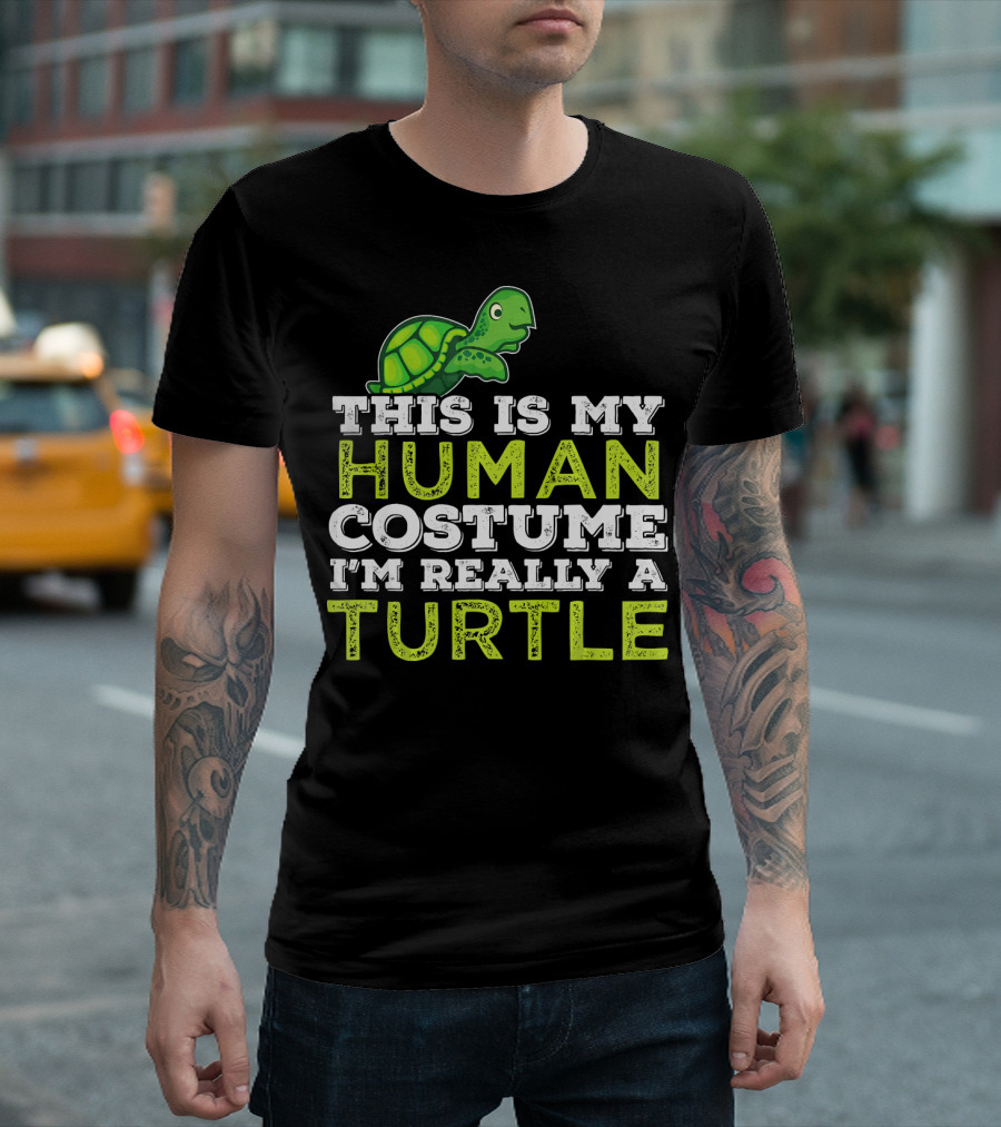 Halloween This Is My Human Costume I'm Really a Turtle T-Shirt