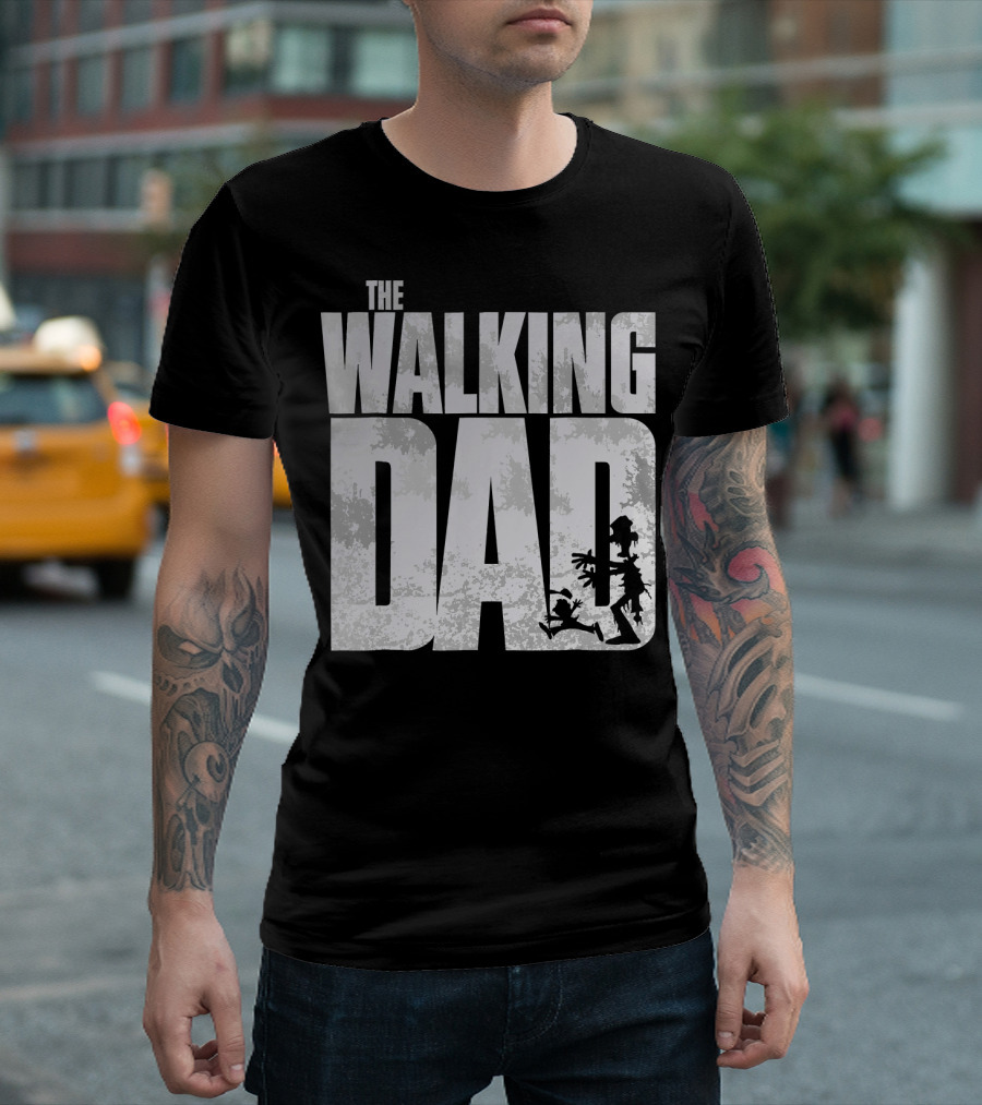 The Walking Dad Zombie Silhouette Scary T-Shirt