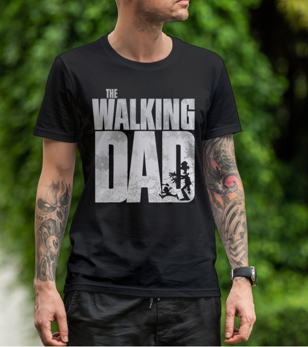 The Walking Dad Zombie Silhouette Scary T-Shirt