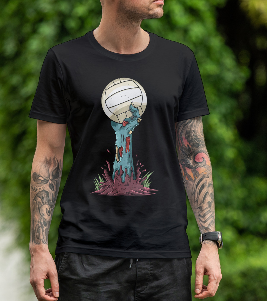 Zombie Hands Rising With Volleyball T-Shirt