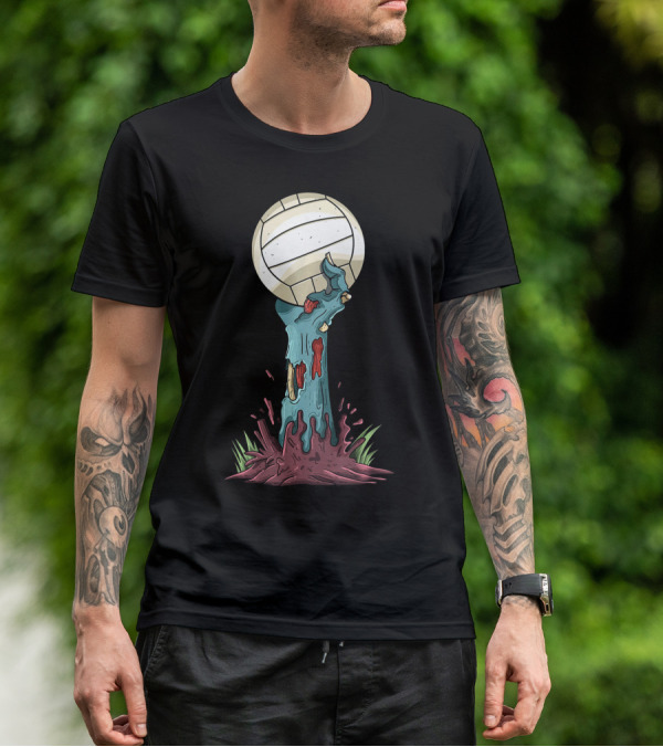 Zombie Hands Rising With Volleyball T-Shirt
