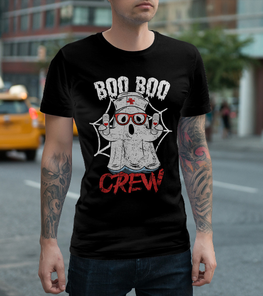 Boo Boo Crew Halloween Costume Nurse Ghost T-Shirt