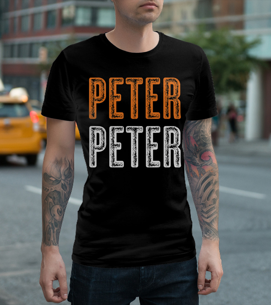 Peter Peter Pumpkin Eater Halloween Style Text Orange White T-Shirt