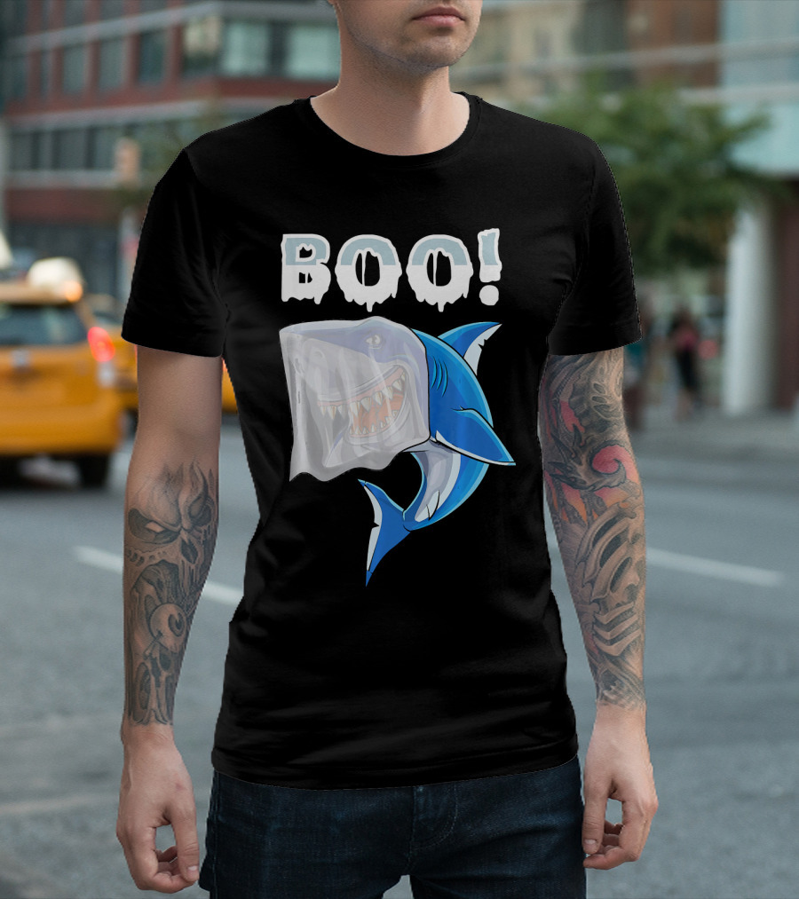 Boo Shark Ghost Halloween Trick Boo T-Shirt