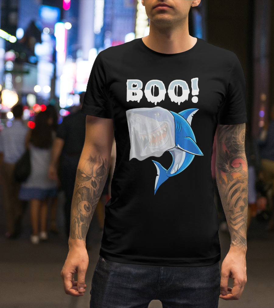Boo Shark Ghost Halloween Trick Boo T-Shirt