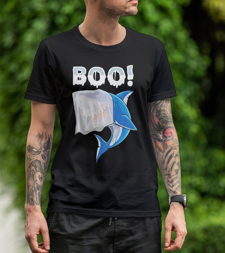 Boo Shark Ghost Halloween Trick Boo T-Shirt