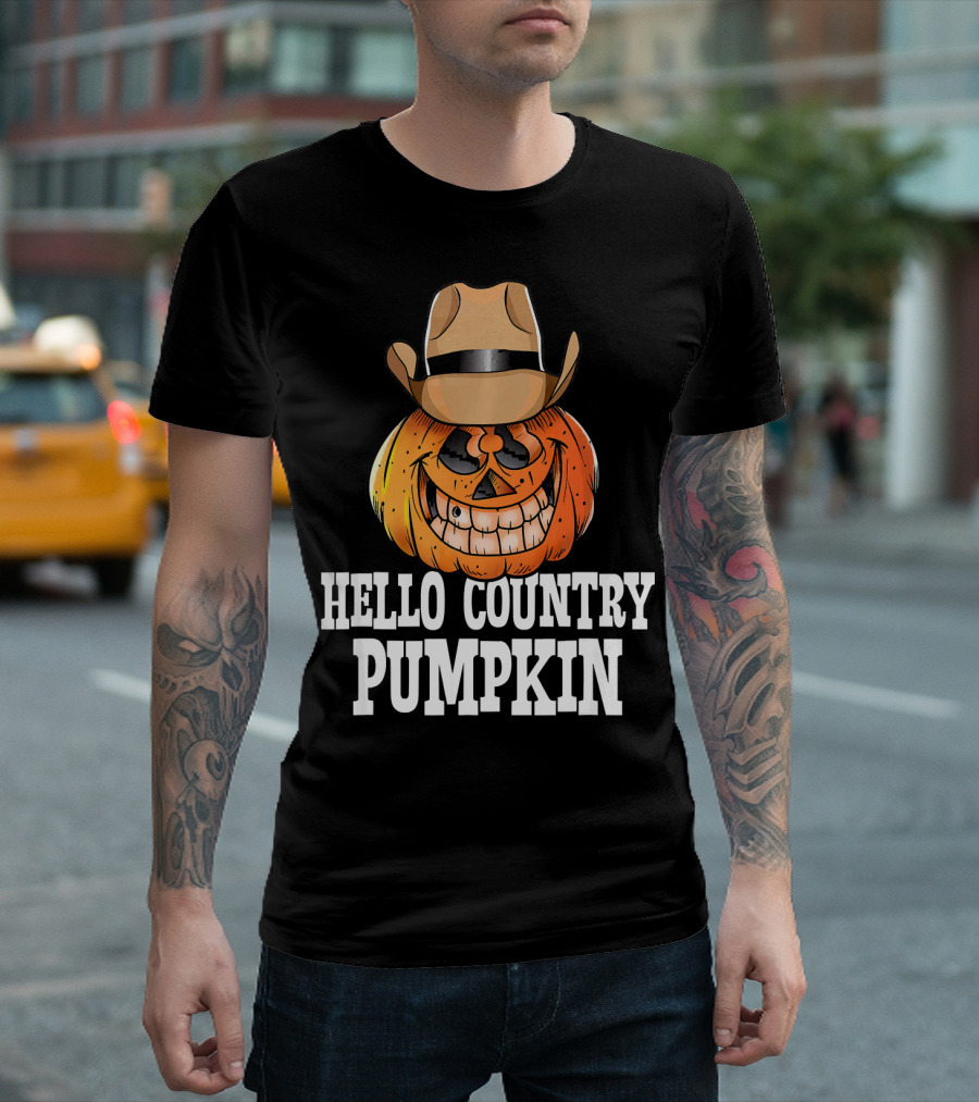 Hello Country Pumpkin Cowboy Jack-O'-Lantern T-Shirt