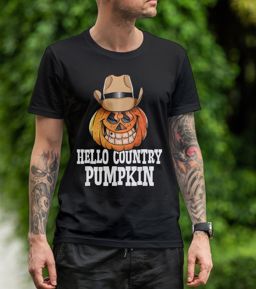 Hello Country Pumpkin Cowboy Jack-O'-Lantern T-Shirt