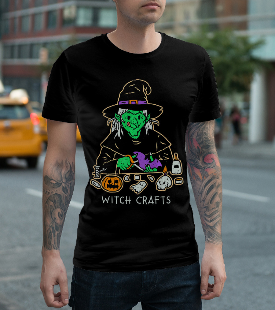 Witch Crafts Halloween Witchcraft with Pumpkins and Spooky Elements T-Shirt