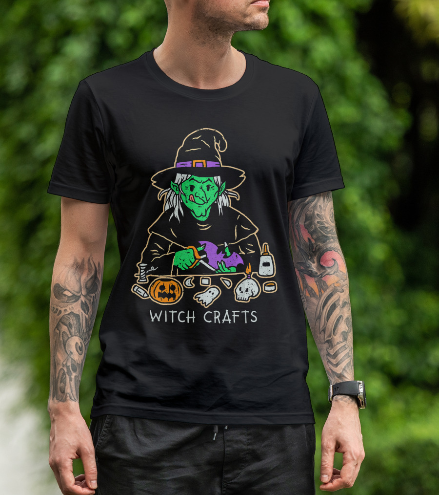 Witch Crafts Halloween Witchcraft With Pumpkins And Spooky Elements T-Shirt