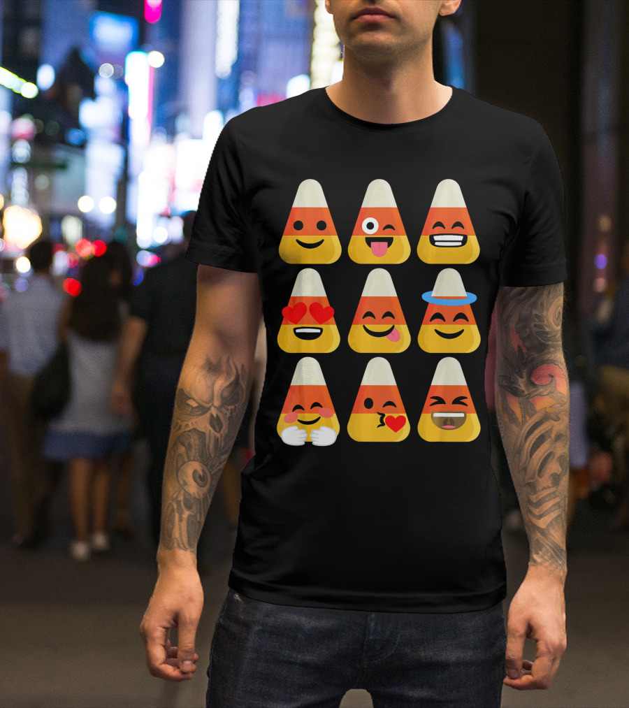 Candy Corn Emoji Faces Kawaii Expressions T-Shirt