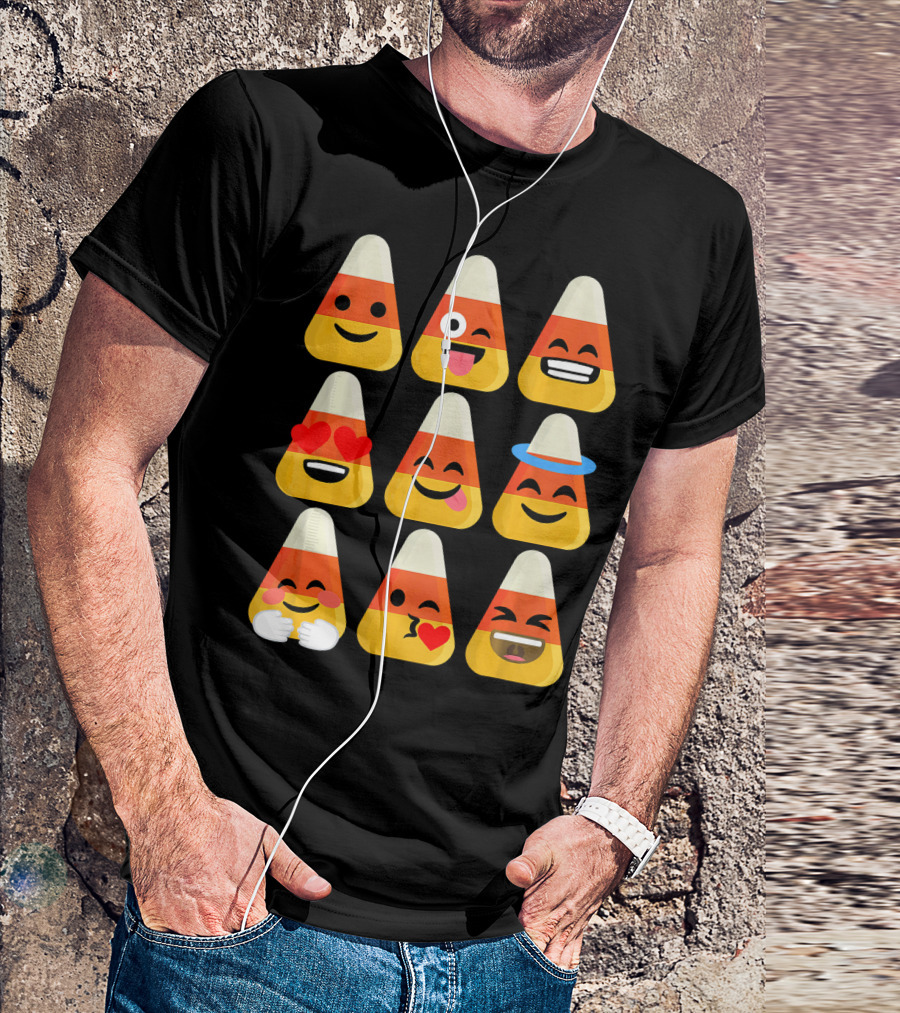 Candy Corn Emoji Faces Kawaii Expressions T-Shirt
