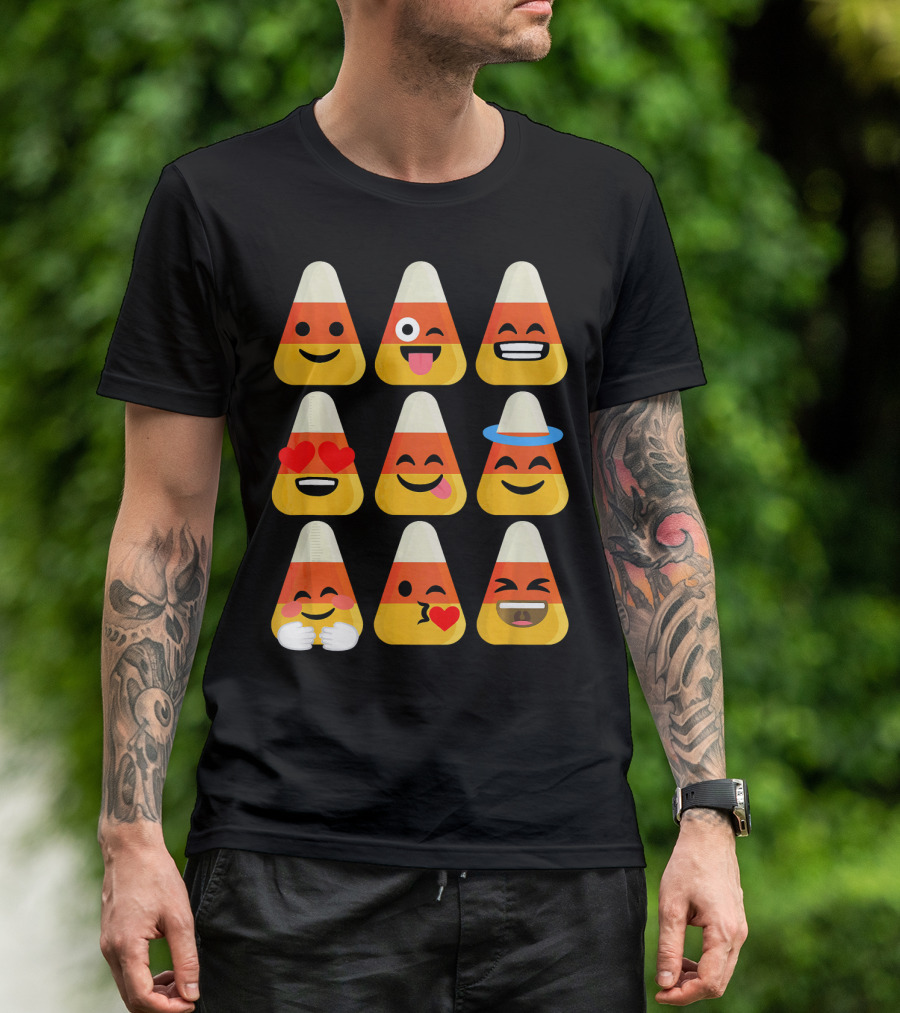 Candy Corn Emoji Faces Kawaii Expressions T-Shirt