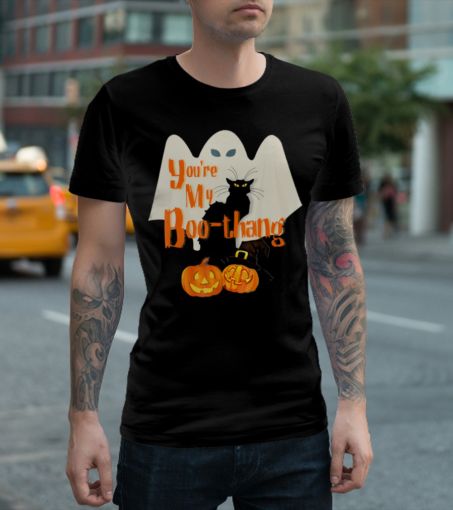 You're My Boo-Thang Halloween Ghost Black Cat Pumpkins T-Shirt