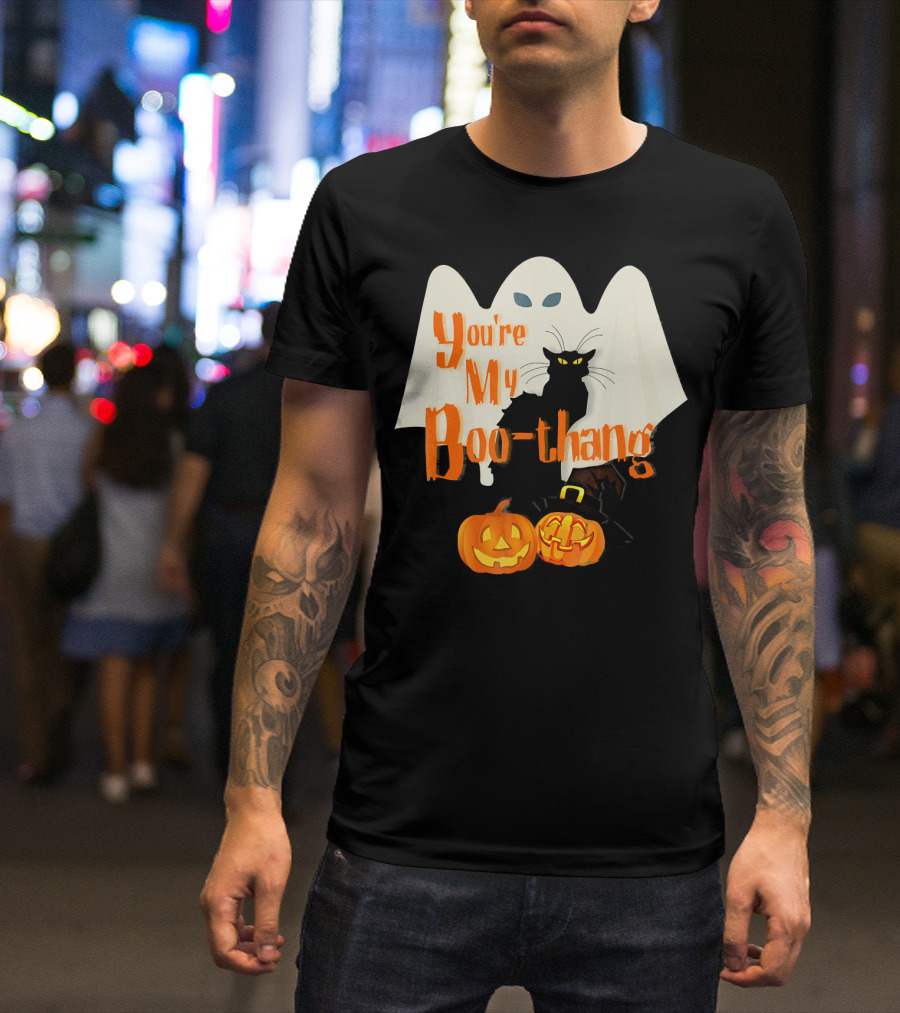 You're My Boo-Thang Halloween Ghost Black Cat Pumpkins T-Shirt