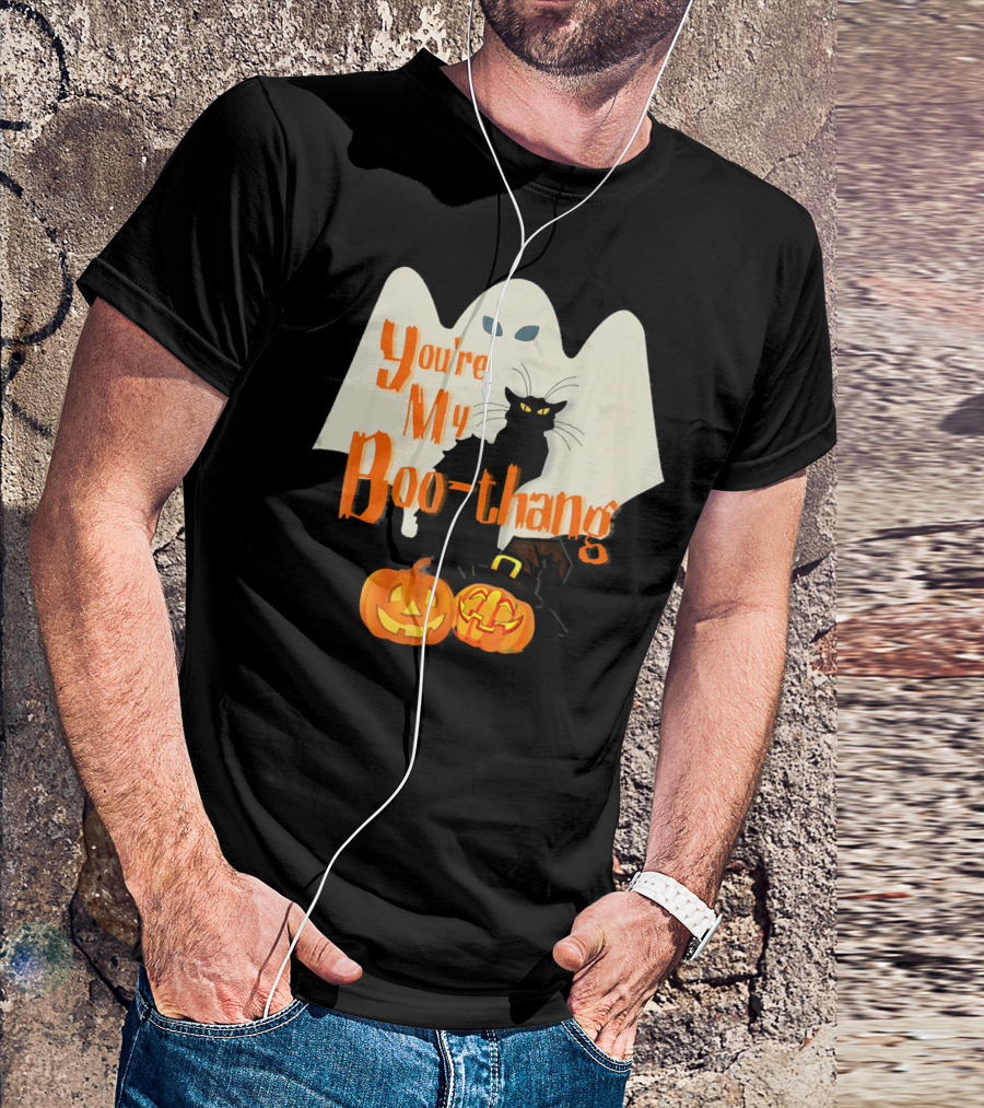 You're My Boo-Thang Halloween Ghost Black Cat Pumpkins T-Shirt