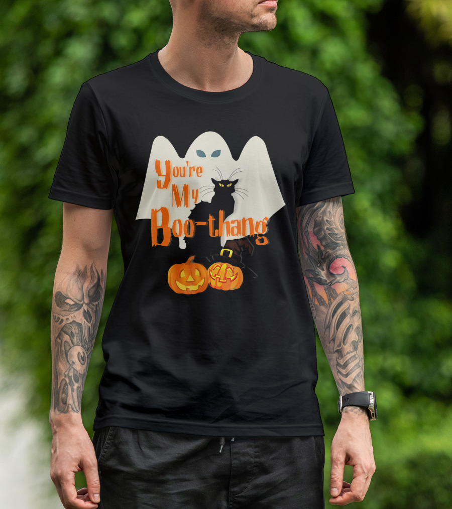 You're My Boo-Thang Halloween Ghost Black Cat Pumpkins T-Shirt