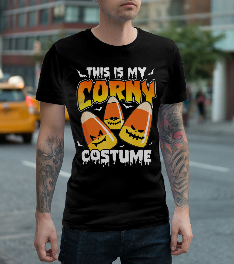 This Is My Corny Costume Candy Corn Halloween Bats T-Shirt