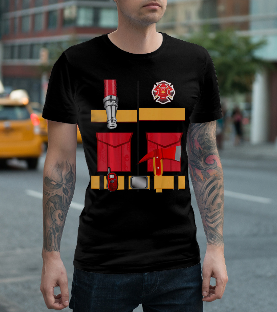 Firefighter Tools Axe Hose Crest Radio Uniform T-Shirt