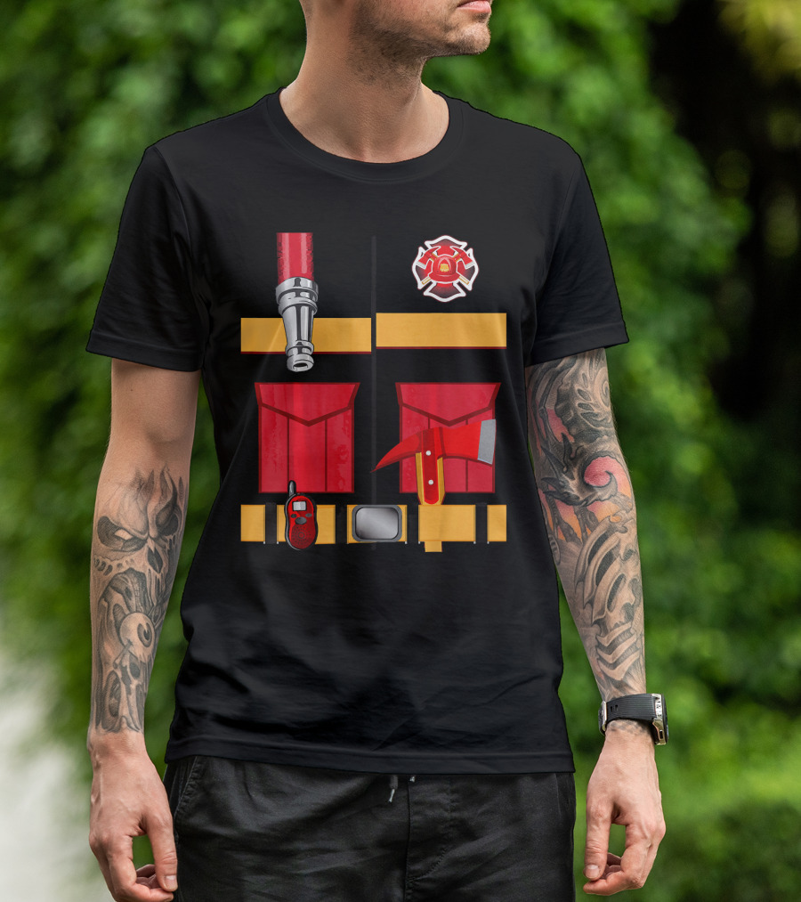 Firefighter Tools Axe Hose Crest Radio Uniform T-Shirt
