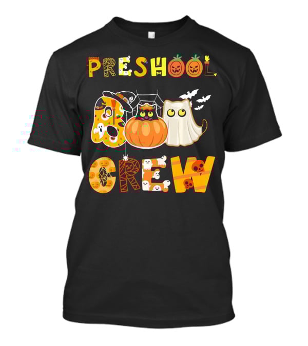 Preschool Halloween Crew Preschool Teacher Ghost Pumpkin Bat T-Shirt