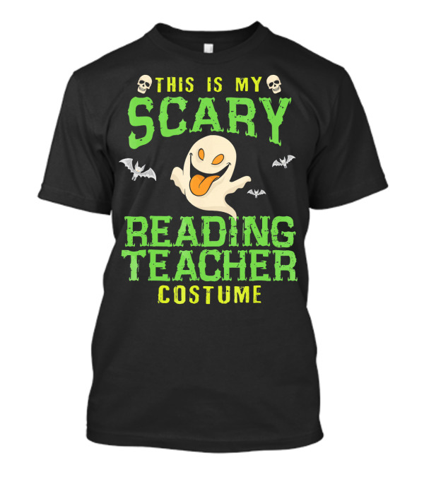 This Is My Scary Reading Teacher Costume Ghost Skulls Bats T-Shirt