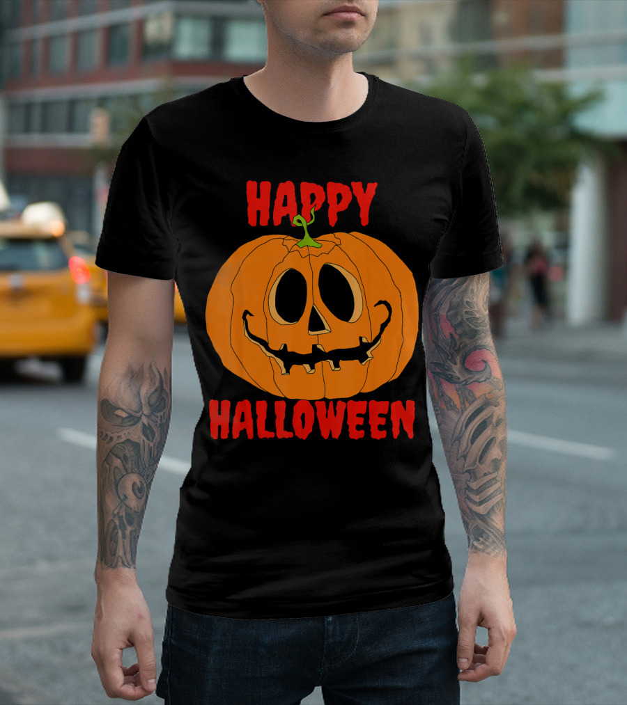 Happy Halloween Big Orange Jack O Lantern Pumpkin T-Shirt