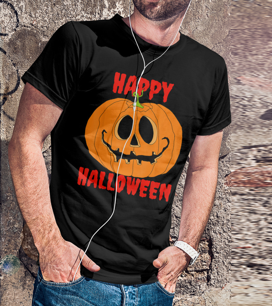 Happy Halloween Big Orange Jack O Lantern Pumpkin T-Shirt