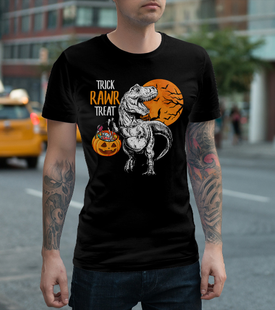 Trick Rawr Treat Dinosaur Rex Pumpkin Moon T-Shirt